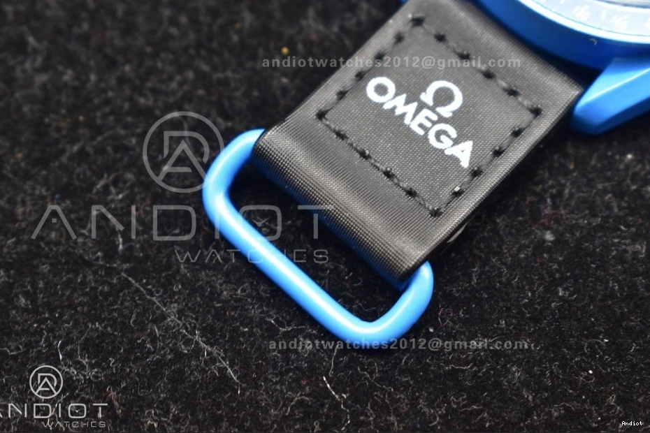 to x Moonwatch Nylon Neptune Strap Swatch Omega on Mission Quartz Bioceramic 0412